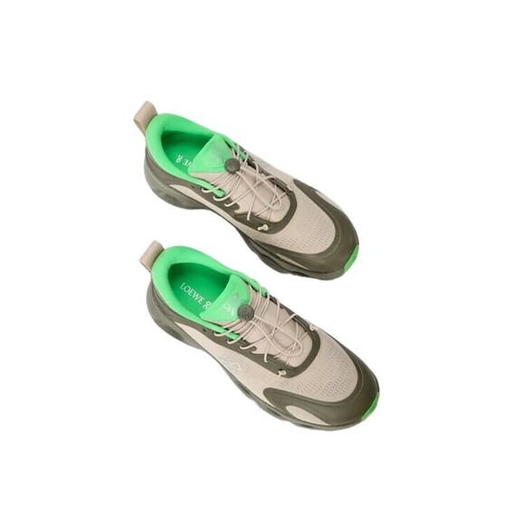 Loewe Modern Beige Sneakers With Olive Green Overlays - NWT - Picture 3 of 4
